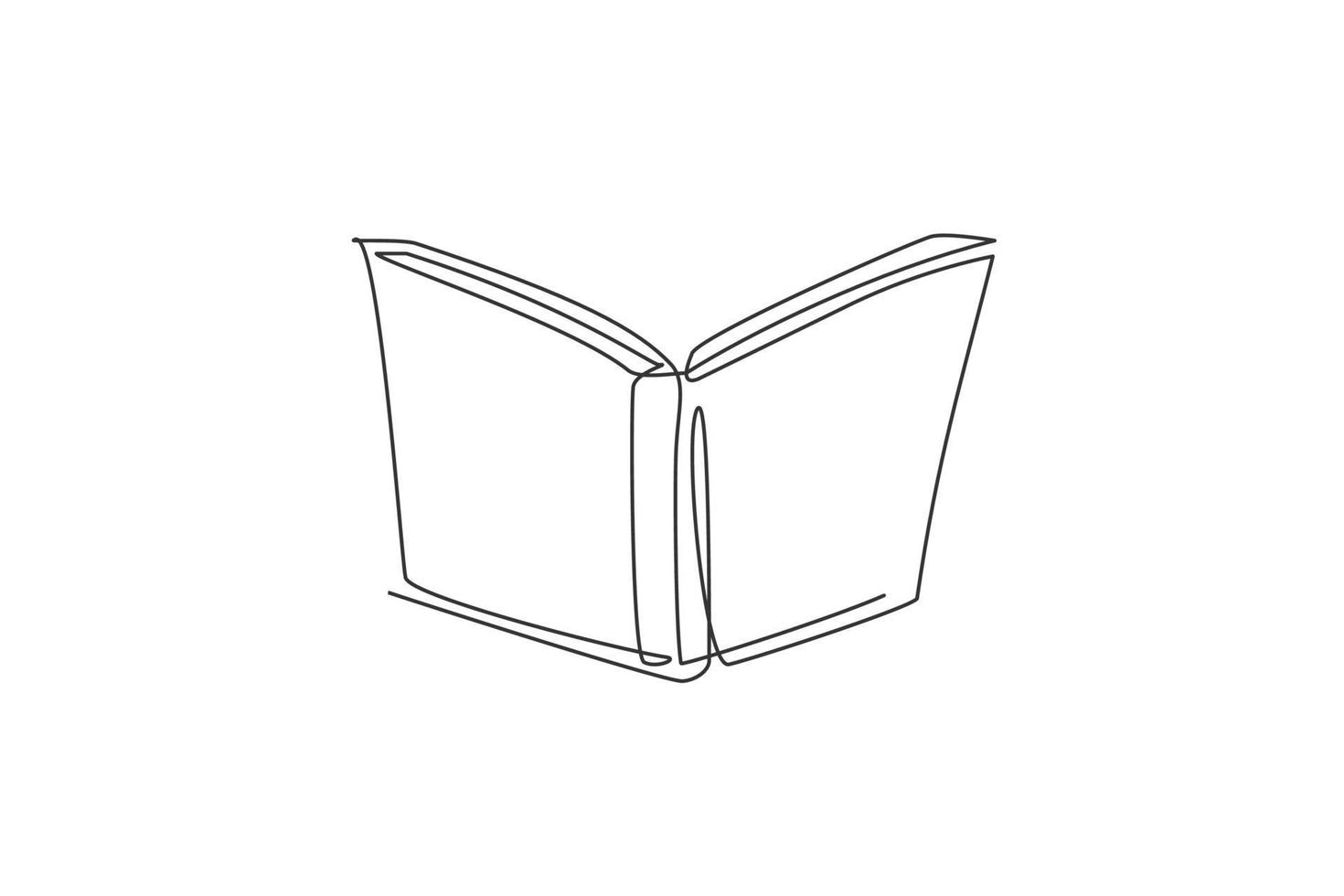 desenho de linha contínua única de livro aberto para etiqueta de logotipo de biblioteca pública. janela do conceito de ícone do logotipo de conhecimento. ilustração em vetor design gráfico moderno de uma linha