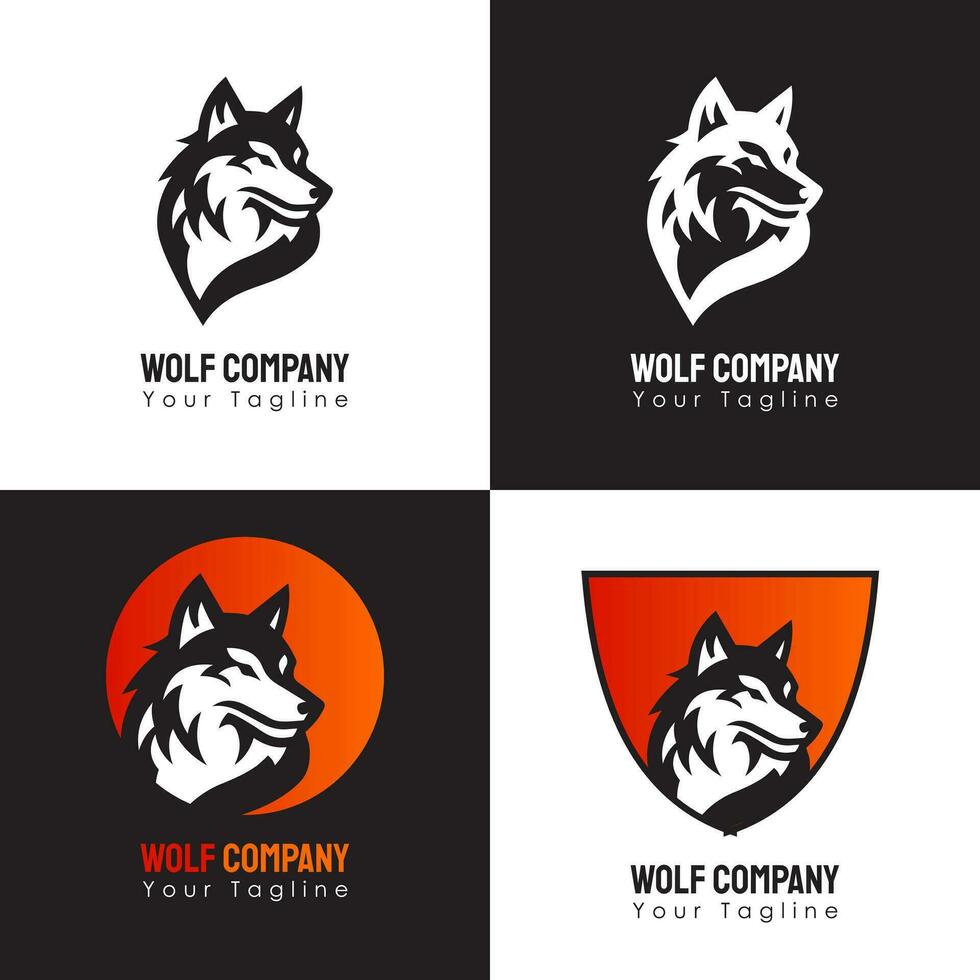 conjunto do vetor Lobo logotipo simples e minimalista