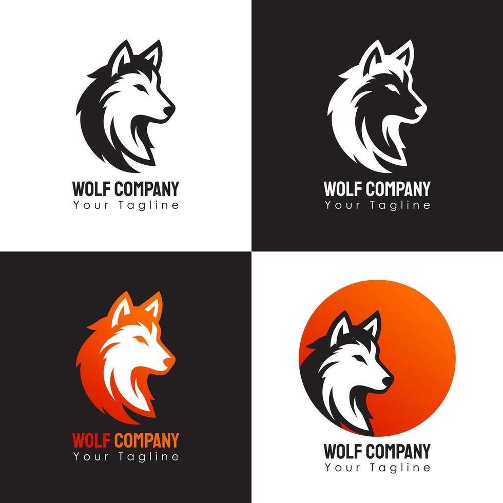 conjunto do vetor Lobo logotipo simples e minimalista