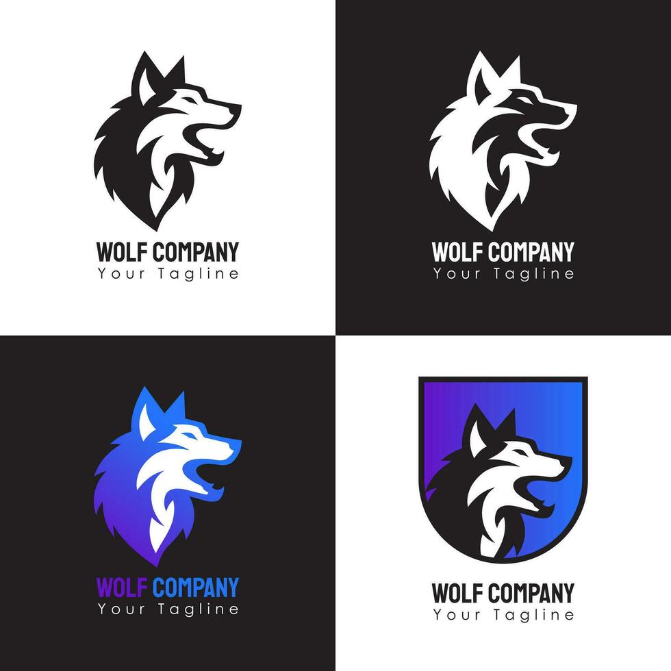 conjunto do vetor Lobo logotipo simples e minimalista