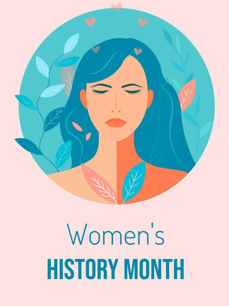 cartão para internacional mulheres dia, mulheres história mês vetor