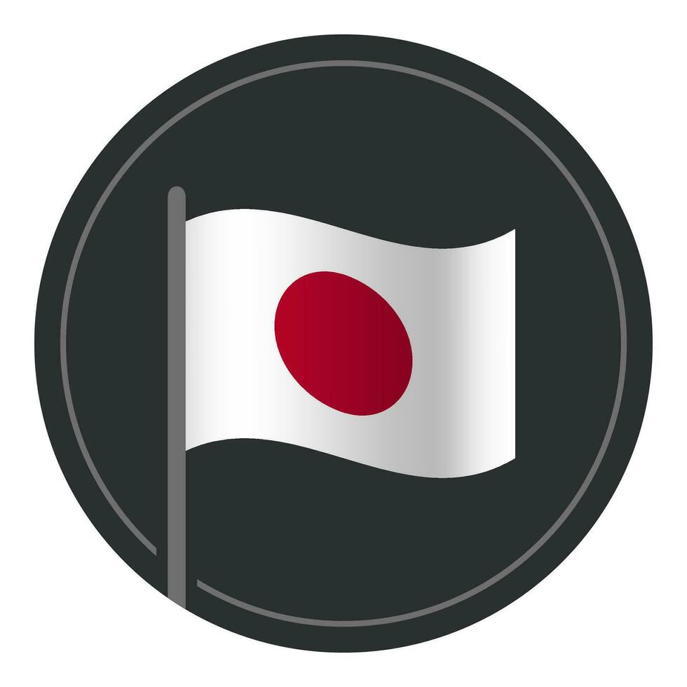abstrato Japão bandeira plano ícone dentro círculo isolado em branco fundo vetor