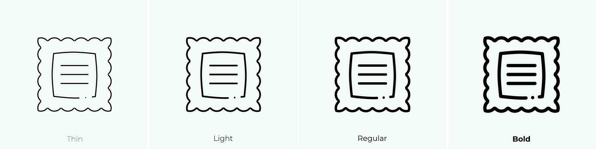 Ravioli ícone. afinar, luz, regular e negrito estilo Projeto isolado em branco fundo vetor