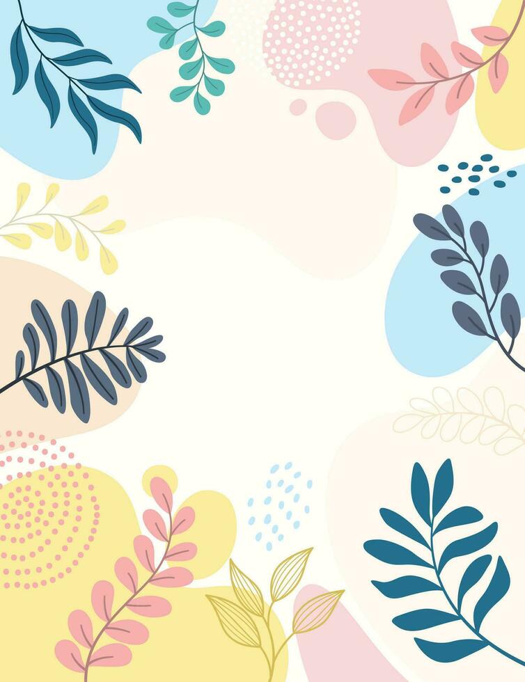 projeto banner frame background .colorful poster background vector illustration.exotic plantas, ramos, arte imprimir para beleza, moda e produtos naturais, bem-estar, casamento e evento.