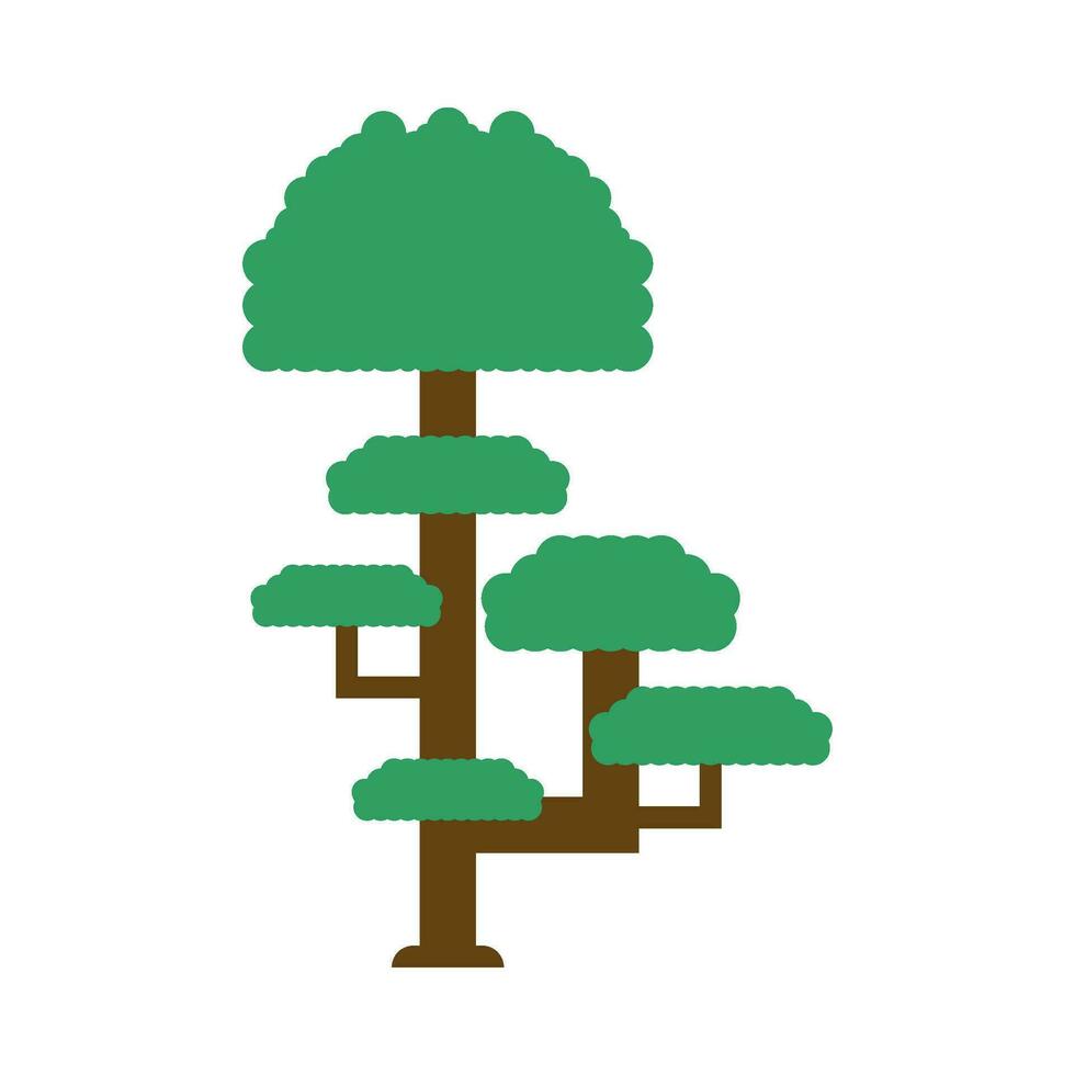 sombrio verde árvore plano ilustração vetor