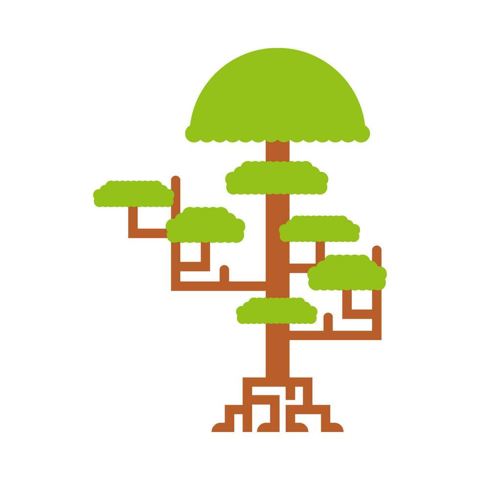 sombrio verde árvore plano ilustração vetor
