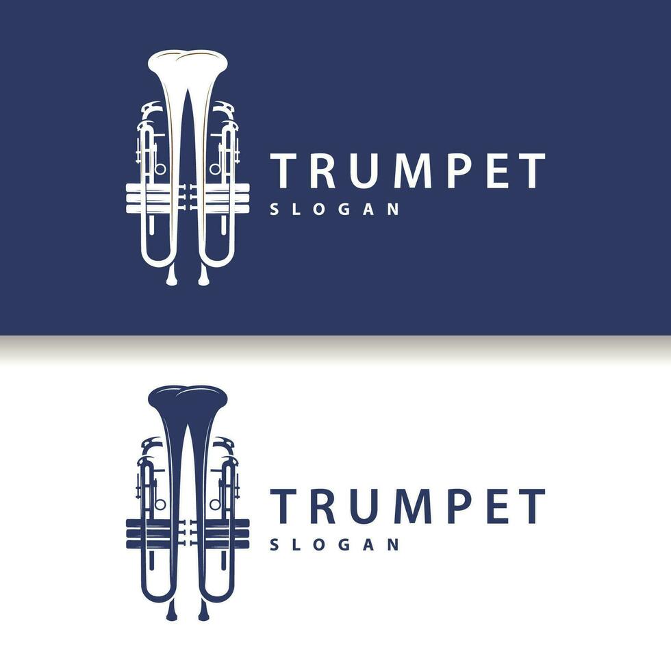 simples marca silhueta Projeto latão musical instrumento trompete, clássico jazz trompete logotipo vetor