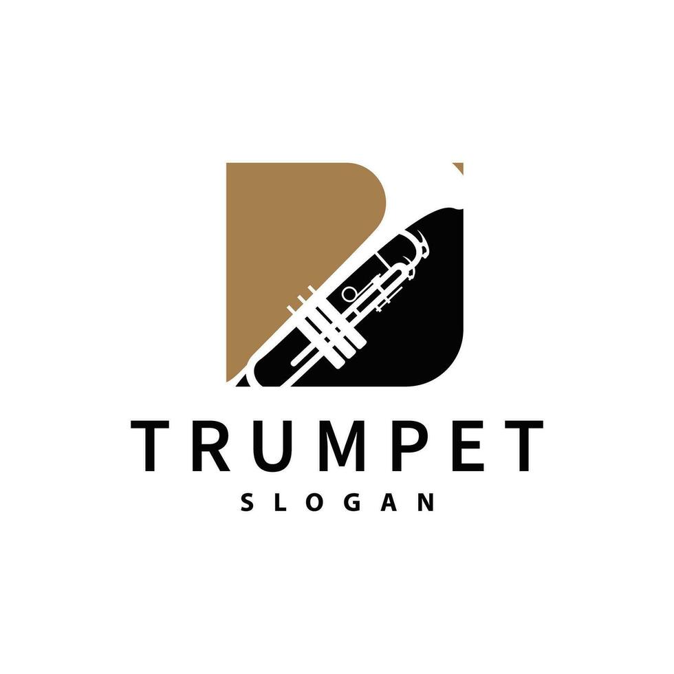 simples marca silhueta Projeto latão musical instrumento trompete, clássico jazz trompete logotipo vetor