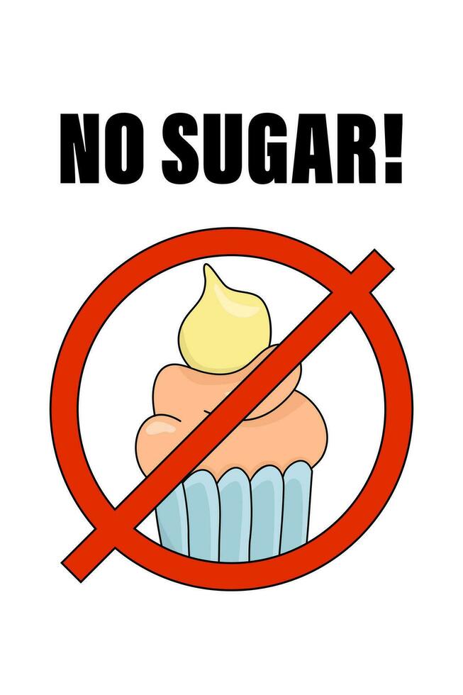 bandeira não açúcar, dieta, ícone estar saúde vetor