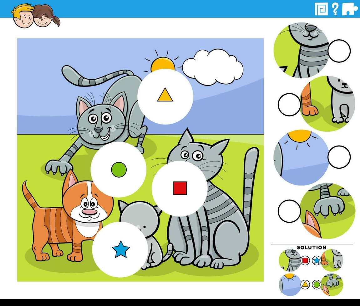 Combine a peças educacional jogos com desenho animado gatos vetor