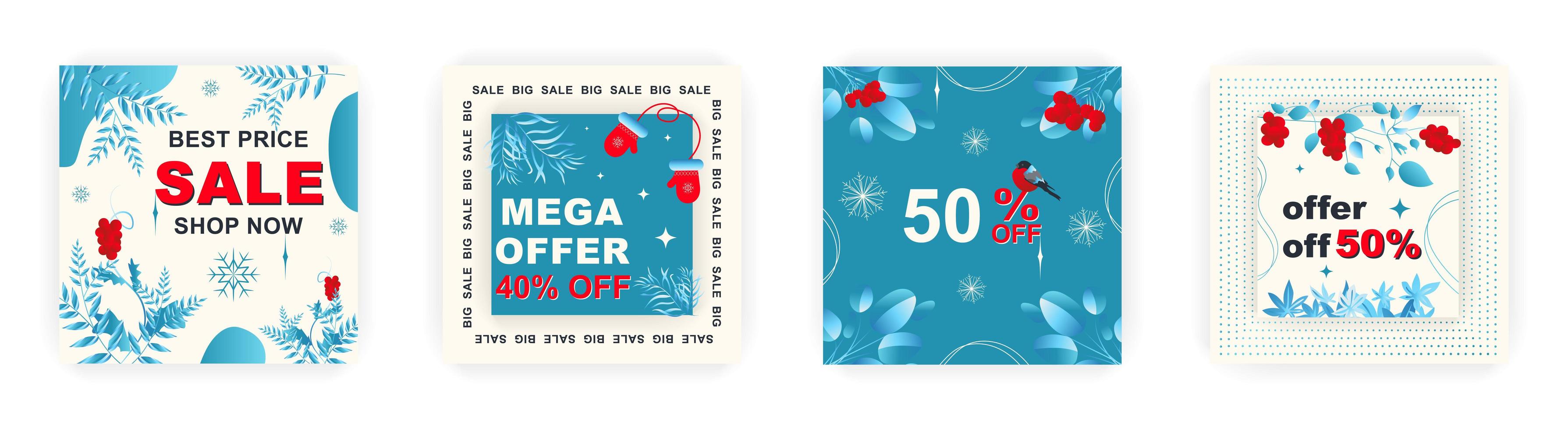 cartaz de venda quadrado de inverno moderno para modelos de feliz Natal. adequado para postagens de mídia social, cartaz, aplicativos móveis, design de banners e anúncios na web, fundos de vetor, materiais de promoção. vetor