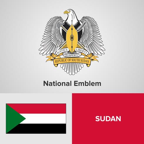 Emblema nacional, mapa e bandeira vetor
