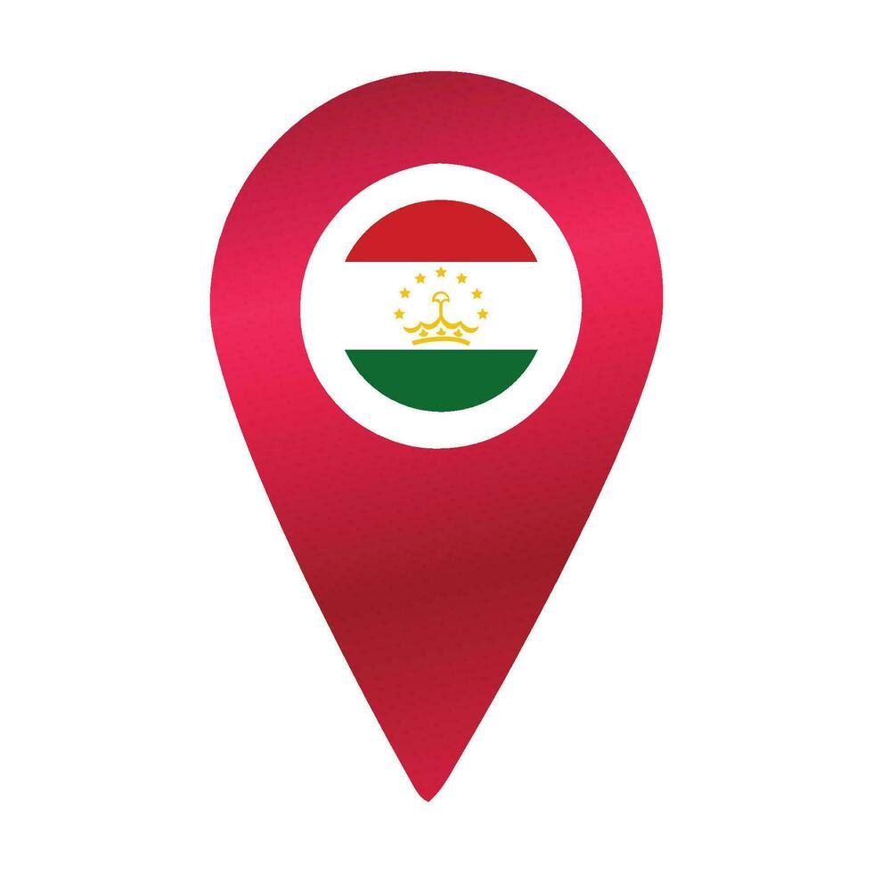 destino PIN ícone com tajiquistão flag.location vermelho mapa marcador vetor