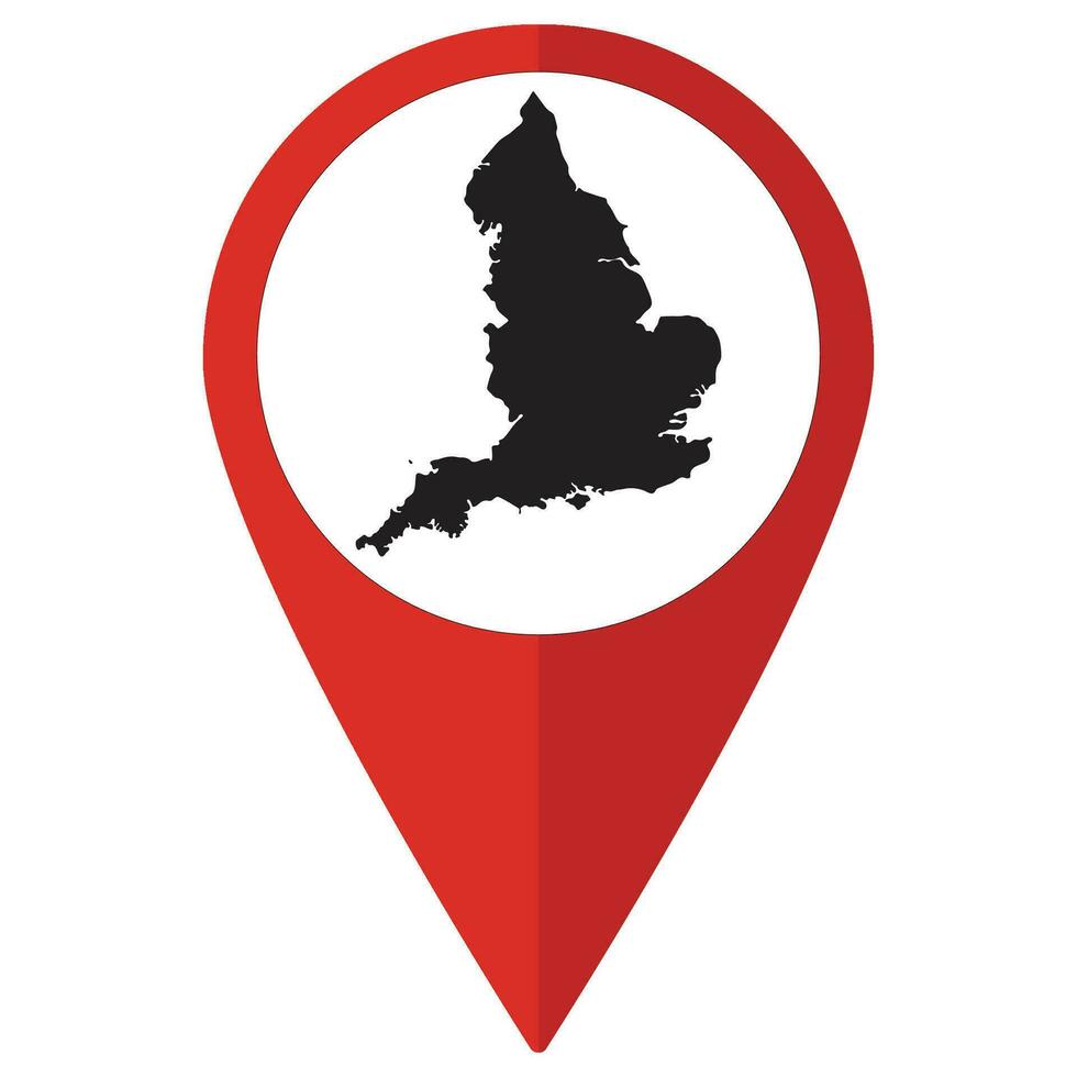 vermelho ponteiro ou PIN localização com Inglaterra mapa dentro. mapa do Inglaterra vetor