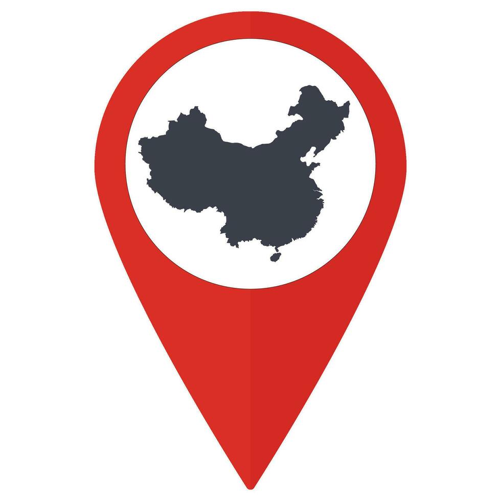 vermelho ponteiro ou PIN localização com China mapa dentro. mapa do China vetor