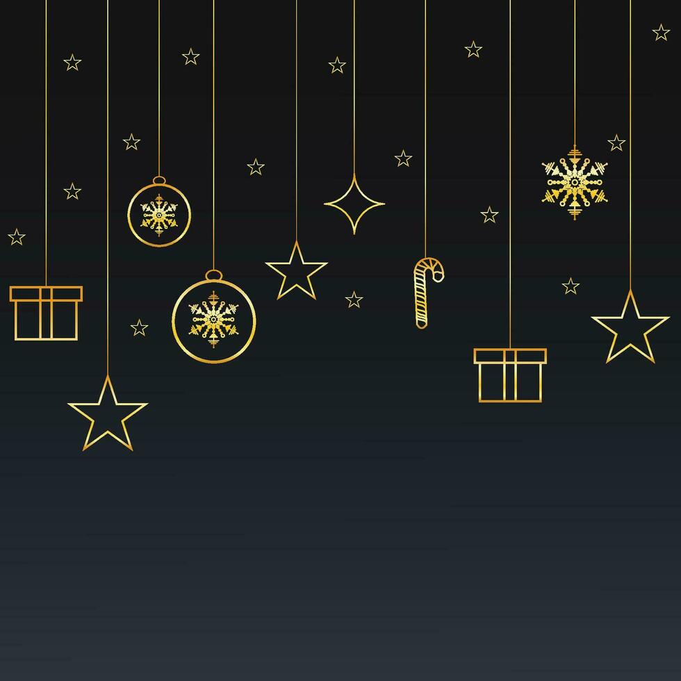 social meios de comunicação postar realista alegre Natal com dourado estrelas e neve com bolas presente caixa vetor