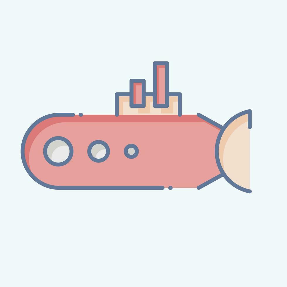 ícone submarino. relacionado para mar símbolo. rabisco estilo. simples Projeto editável. simples ilustração vetor