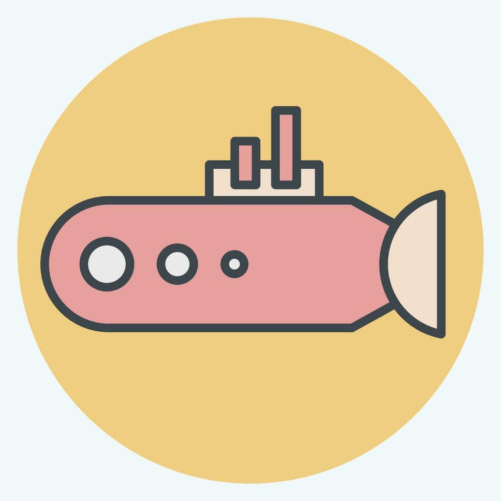 ícone submarino. relacionado para mar símbolo. cor companheiro estilo. simples Projeto editável. simples ilustração vetor