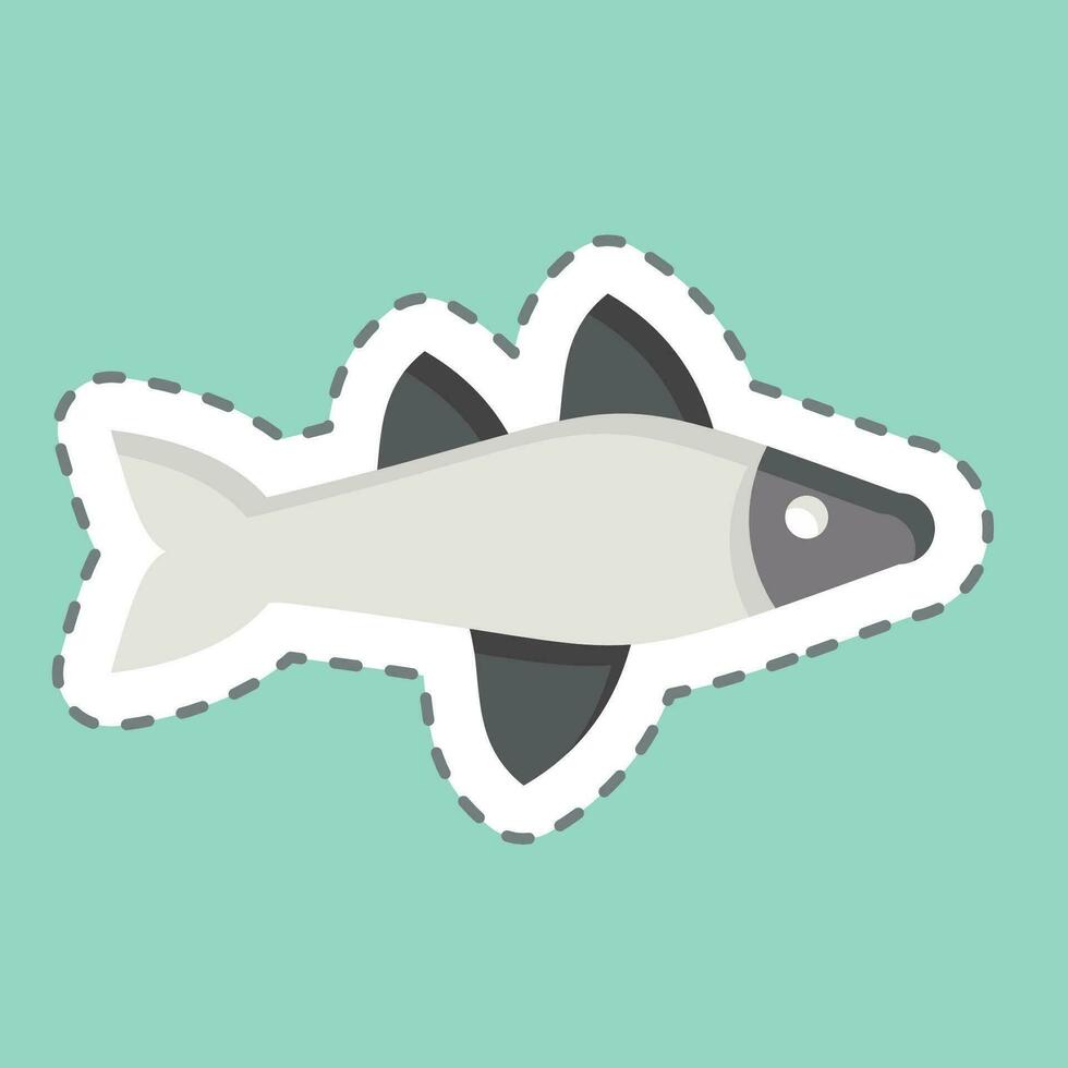 adesivo linha cortar peixe. relacionado para mar símbolo. simples Projeto editável. simples ilustração vetor