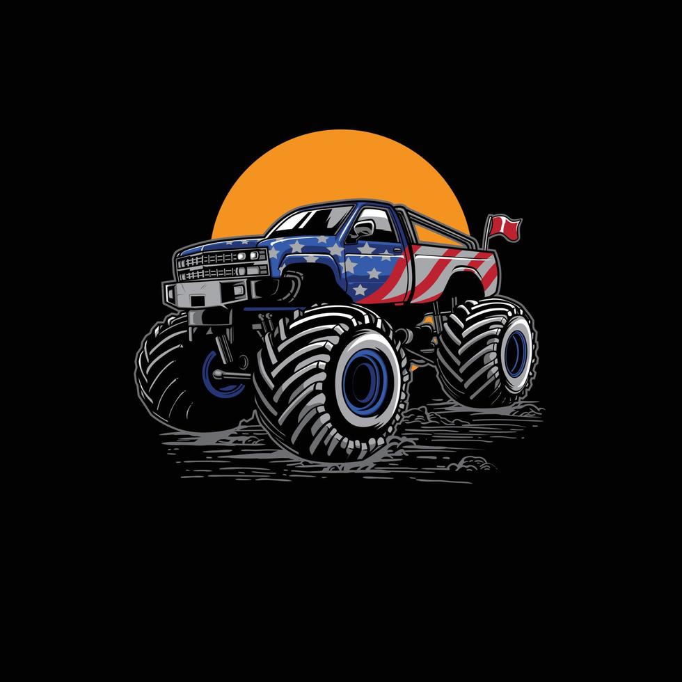 ilustração de monster truck aventura off-road vetor