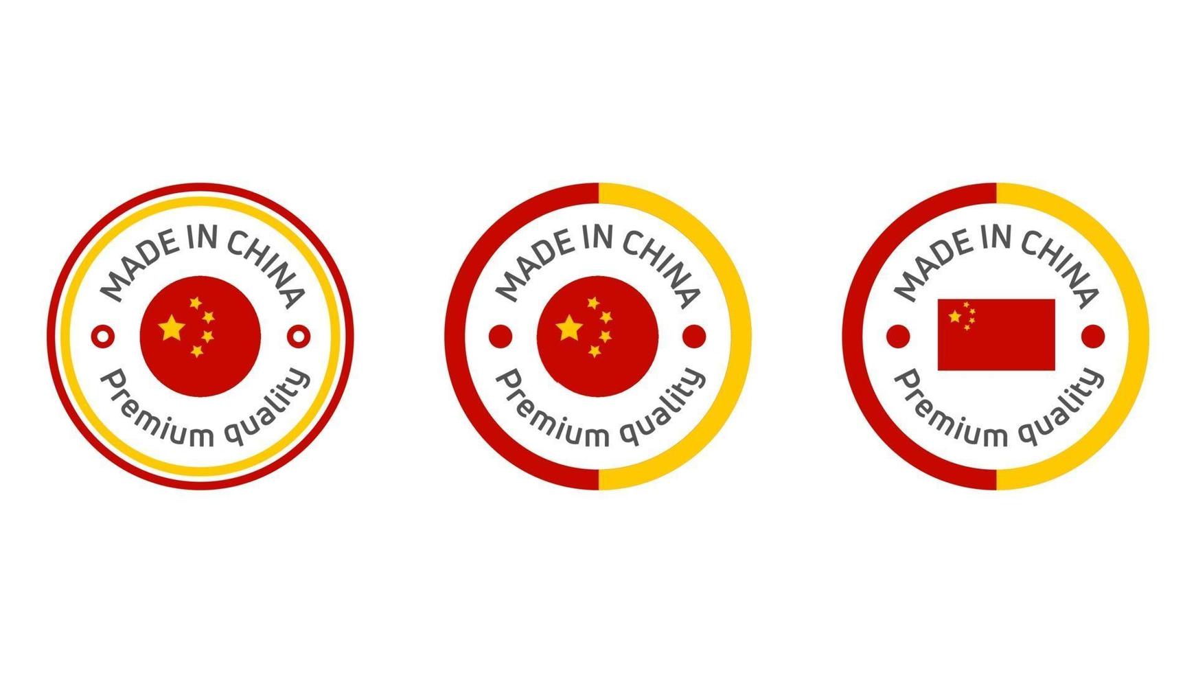 feito no selo de qualidade da china. emblema da China, etiqueta, sinal, botão. ícone do vetor. vetor