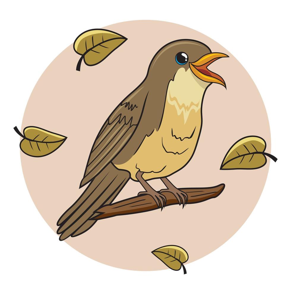 ilustração animal dos desenhos animados do pássaro rouxinol vetor