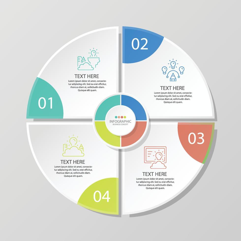 modelo de infográfico de círculo básico com 4 etapas. vetor