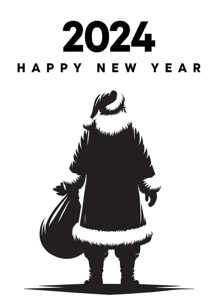 santa claus abstrato silhueta vetor desenhando feliz Novo ano simples cumprimento cartão alegre Natal 2024
