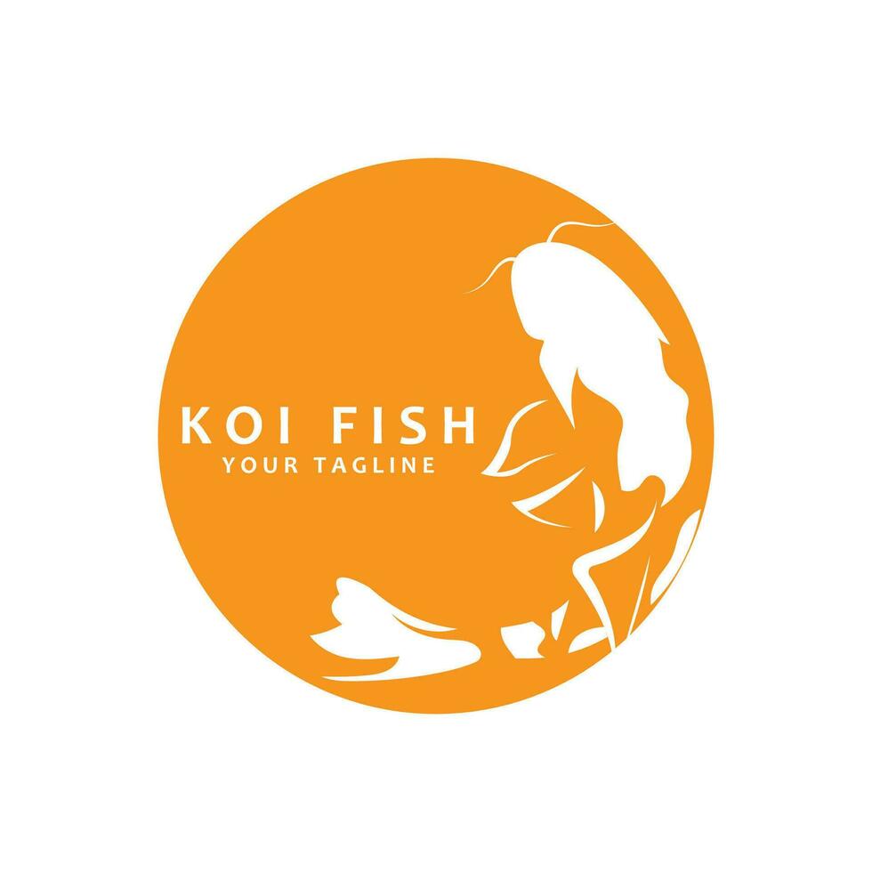 design de logotipo de peixe koi, vetor de peixe ornamental chinês de sorte e triunfo, ícone de peixe dourado da marca da empresa