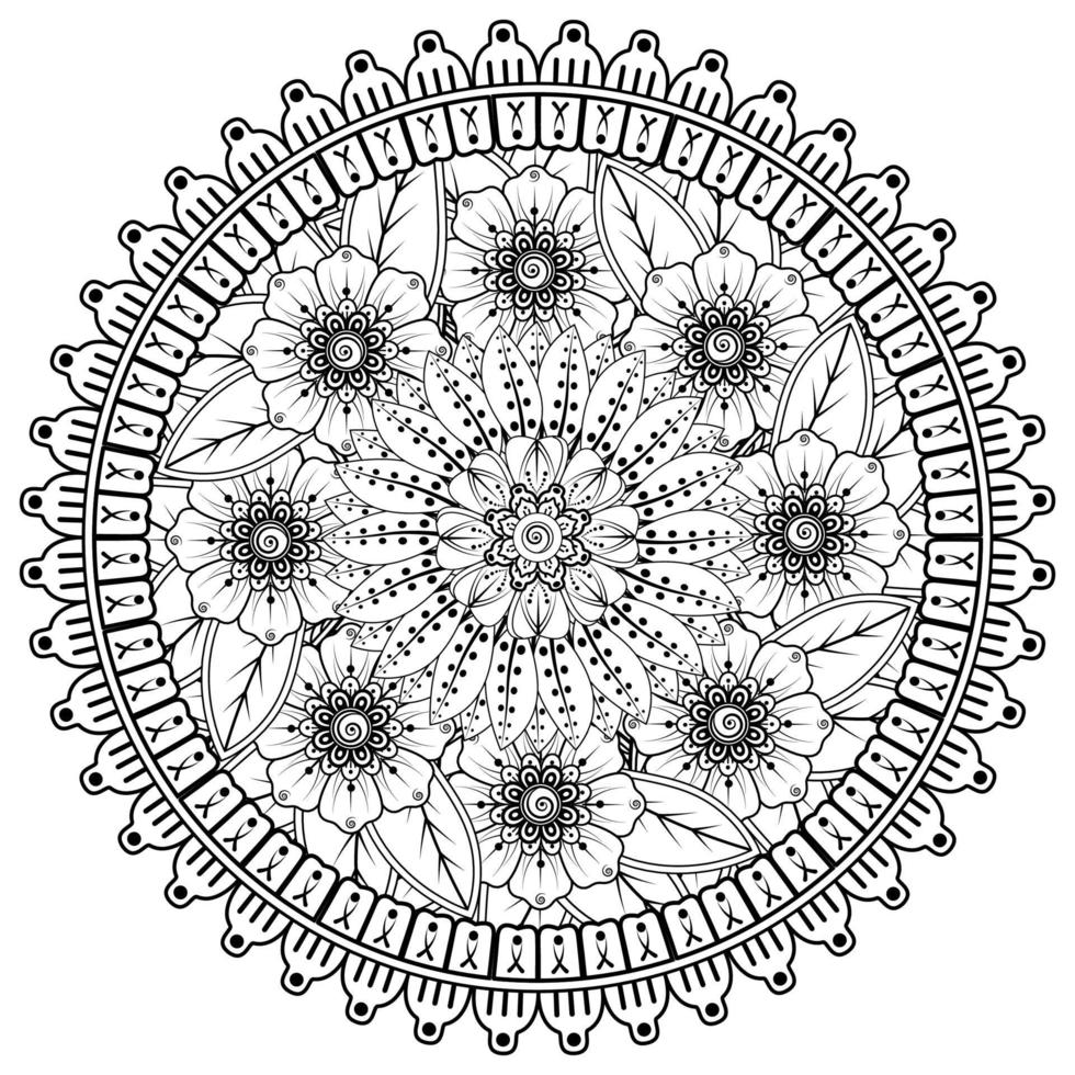 padrão circular em forma de mandala com flor para henna, mehndi, tatuagem, decoração. vetor