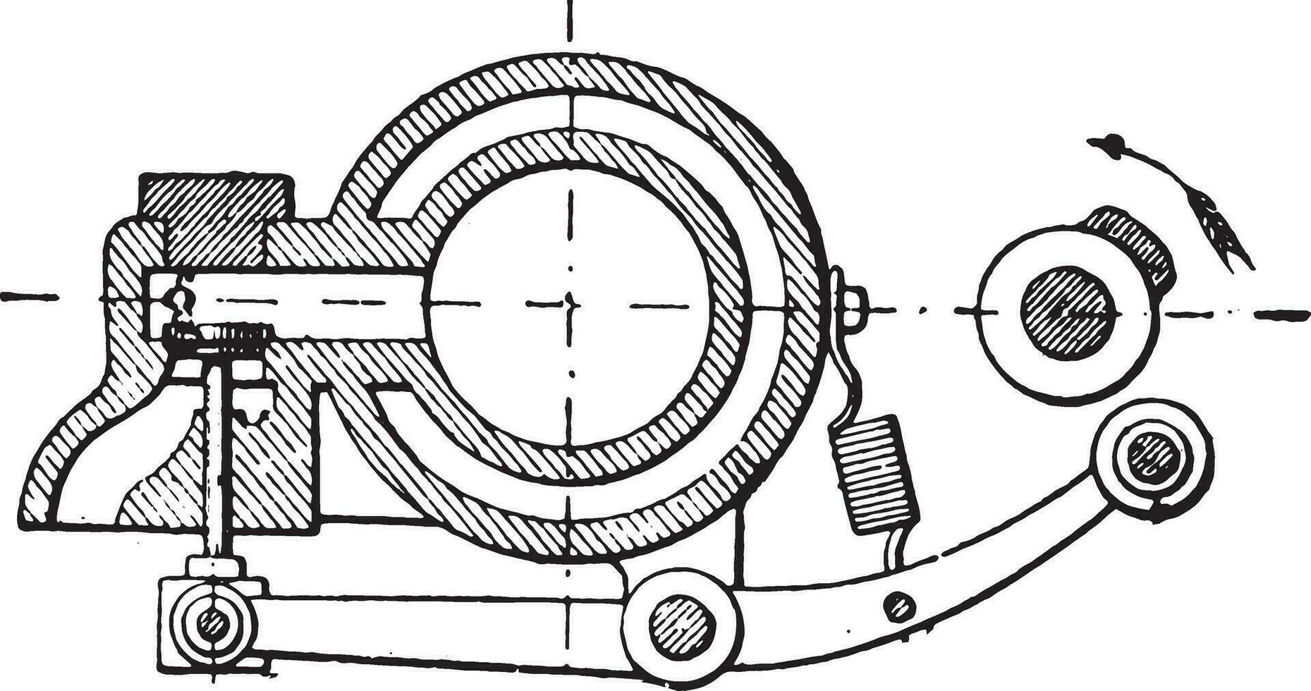 mecanismo envolvendo otto motor escape válvula, vintage gravação. vetor