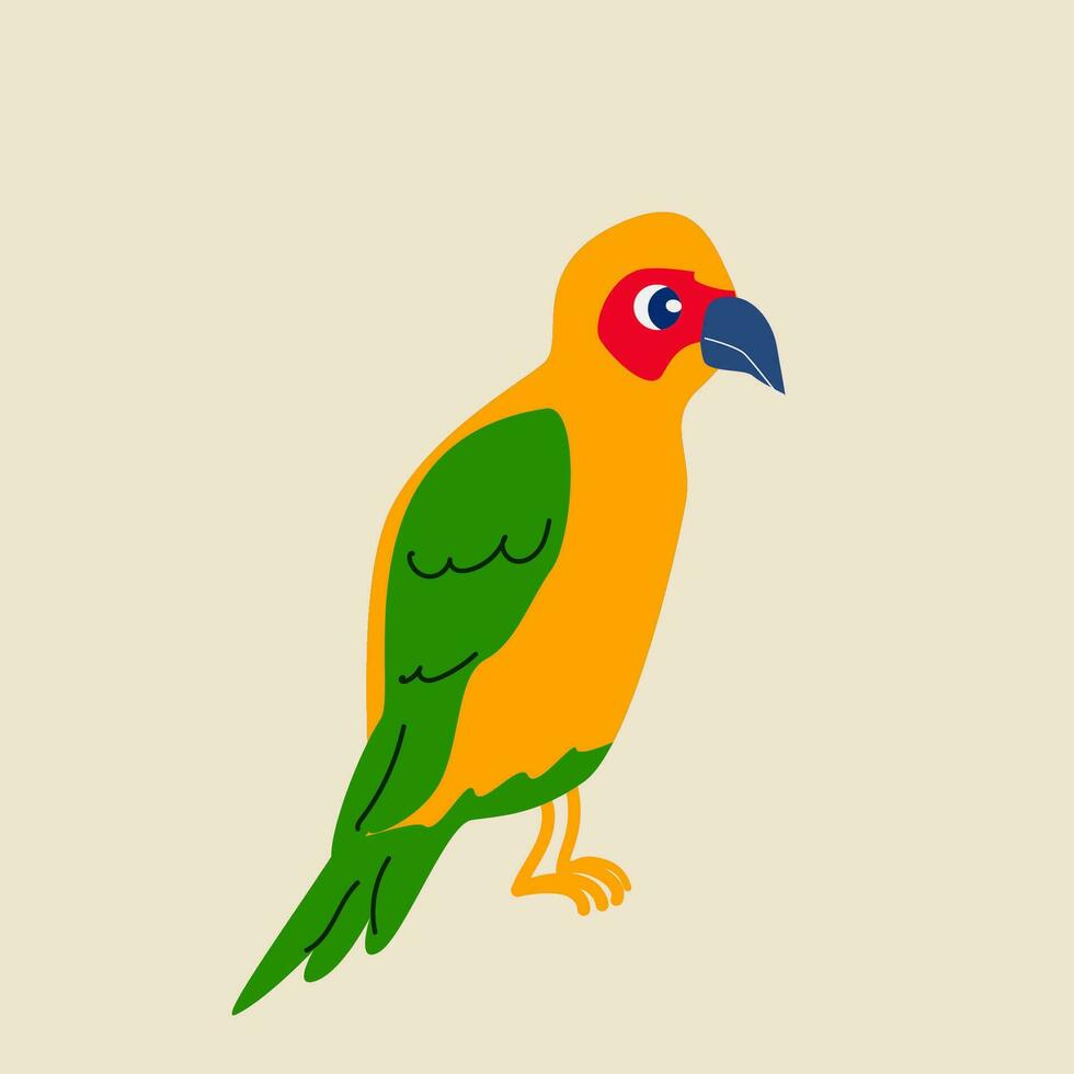 fofa amarelo papagaio com verde pena e vermelho local vetor