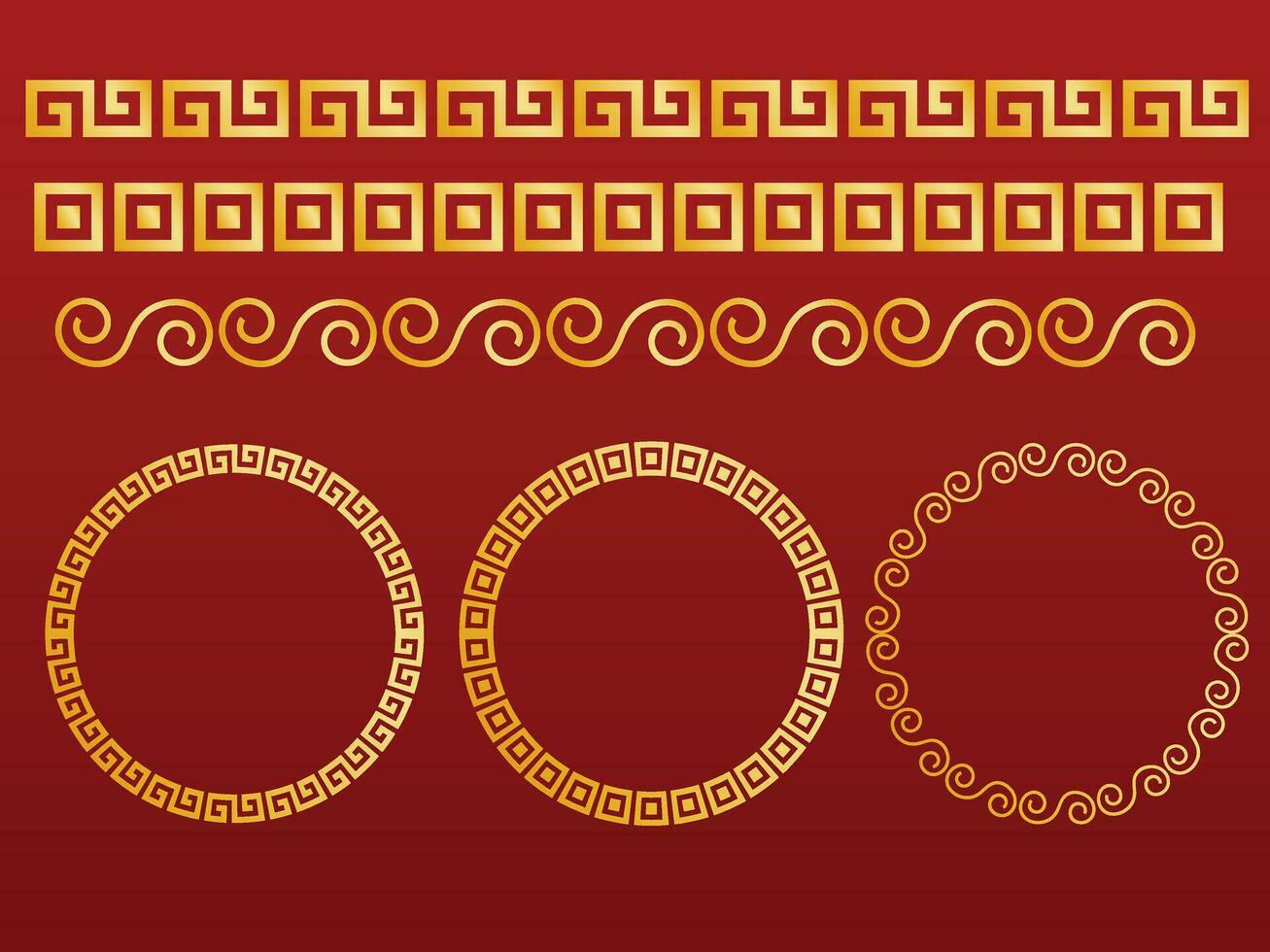 coleção linha dourado China Ásia oriental para decoração abstrato gráfico Projeto vetor
