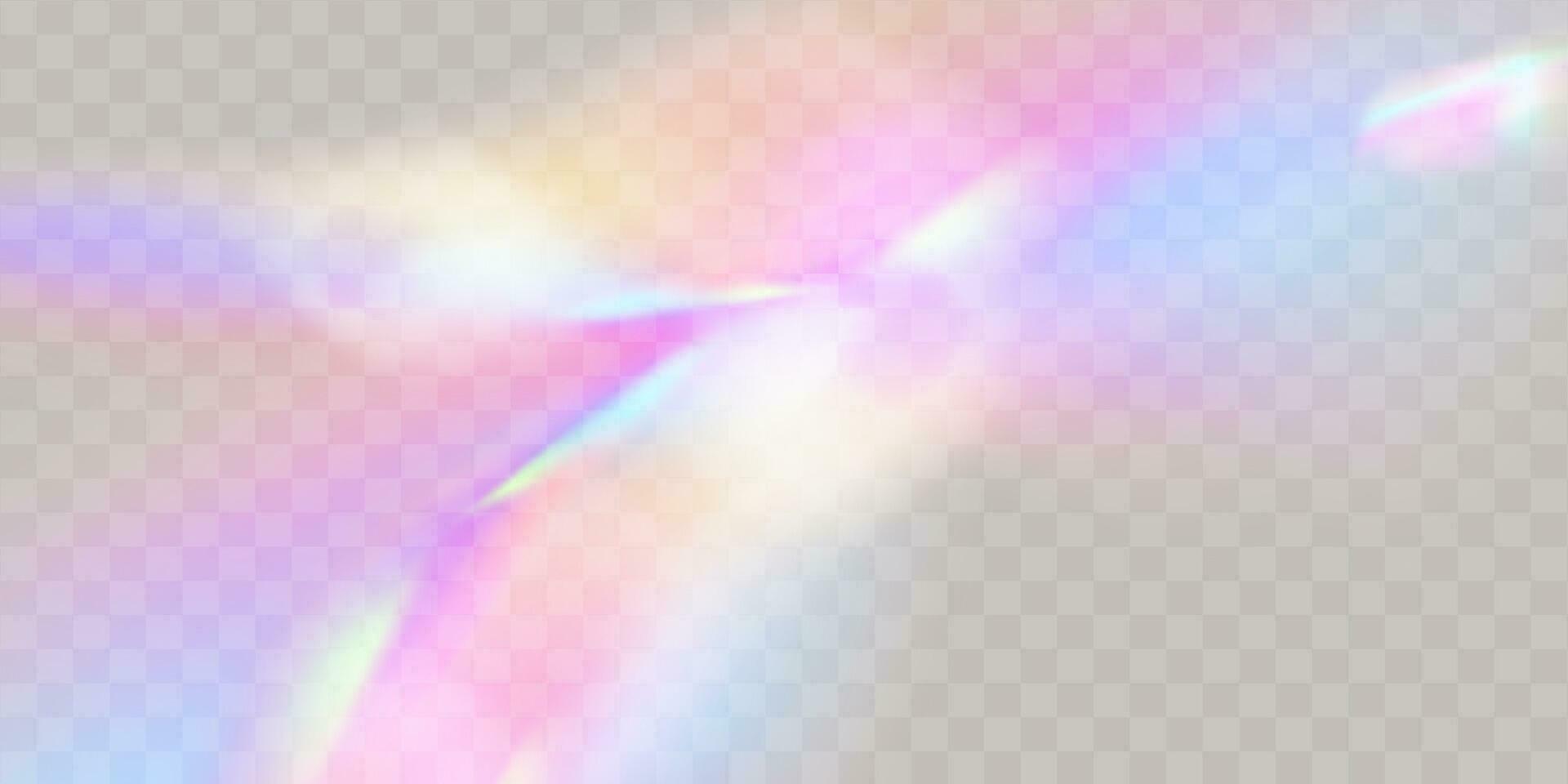 uma conjunto do colorida vetor lente, cristal arco Iris luz e flare transparente efeitos.