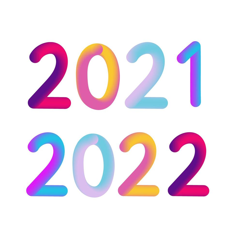 feliz ano novo 2021 2022 design design moderno 3d para calendário, convites, cartões, folhetos de feriados ou impressões. vetor