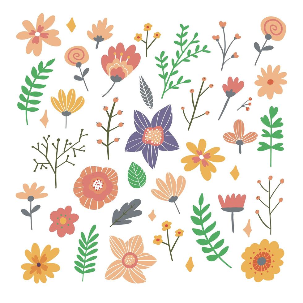 buquê floral de flores folclóricas de fantasia desenhada à mão. ilustração botânica em estilo cartoon plana. ótimo como banner, impressão e cartão. vetor