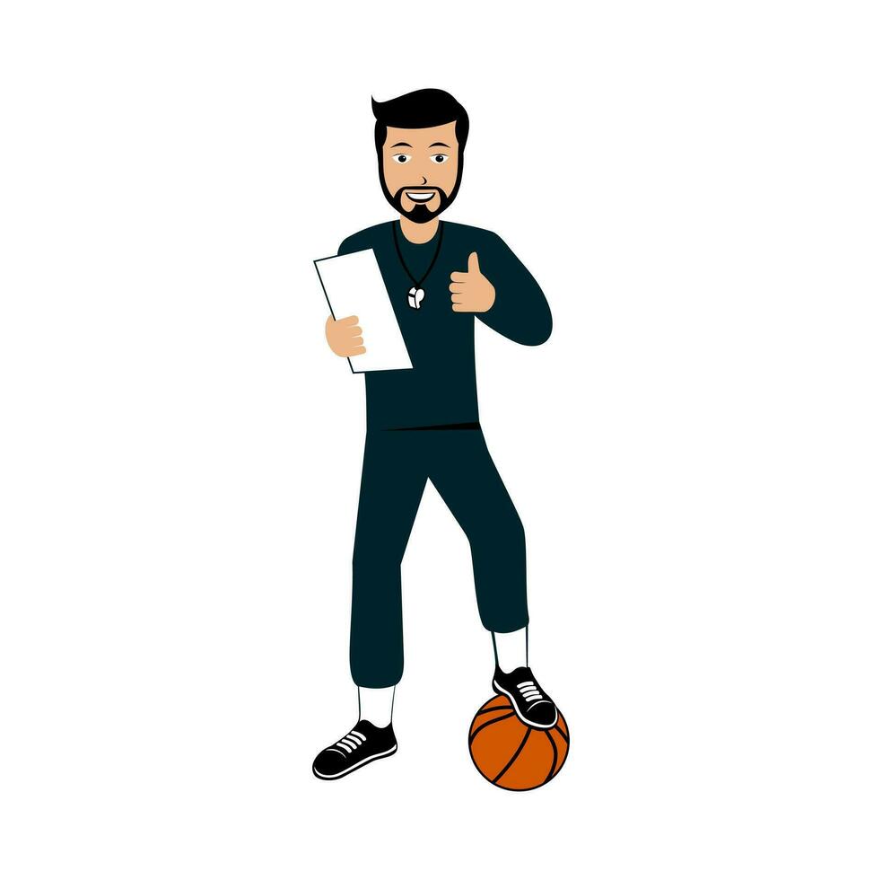 basquetebol treinador personagem Projeto ilustração vetor