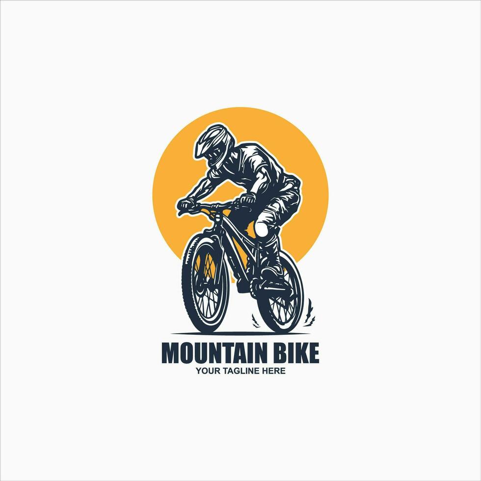 montanha bicicleta logotipo emblema vetor imagem