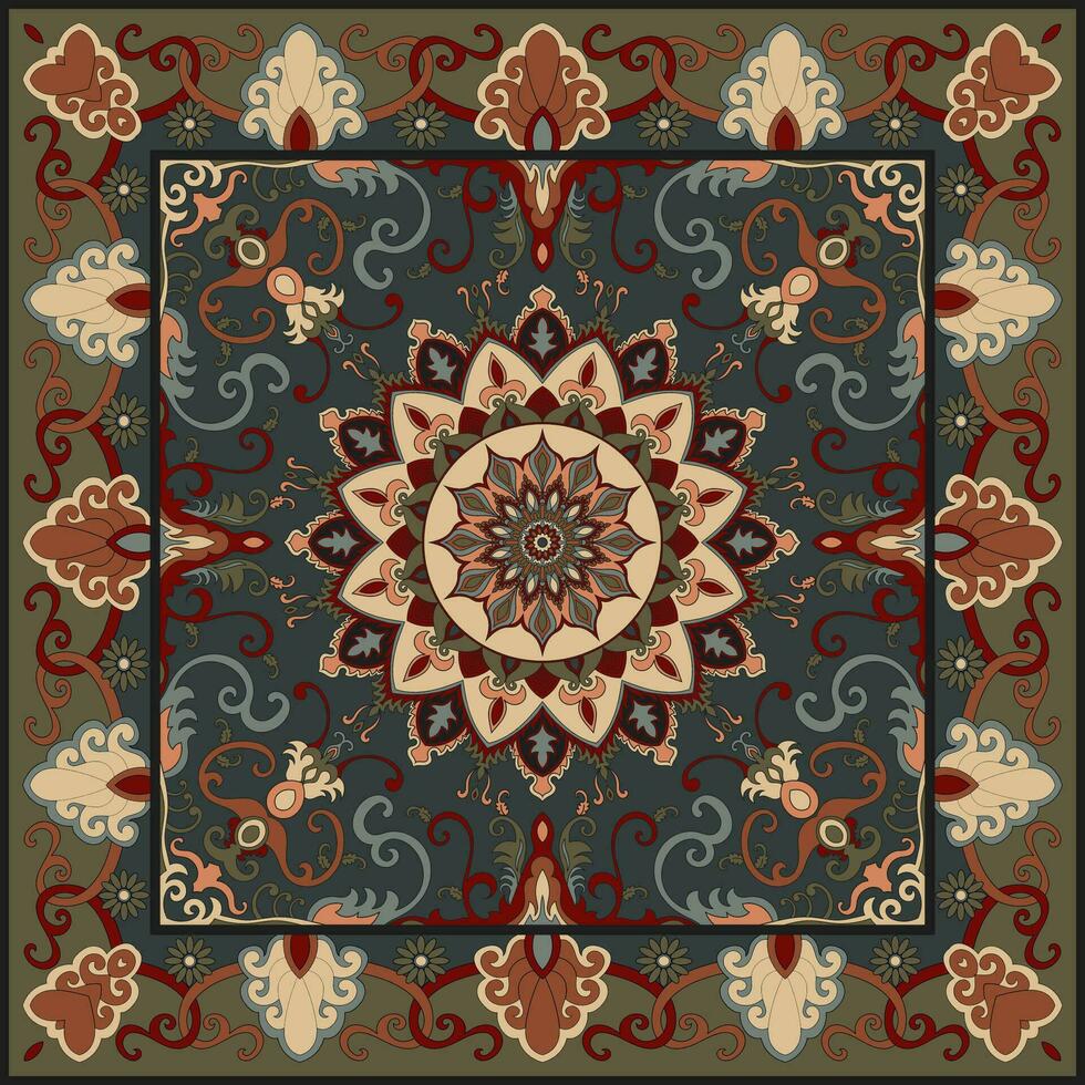 colorida ornamental vetor Projeto para tapete, tapis, ioga esteira. geométrico étnico clipart. árabe ornamental tapete com decorativo elementos.persian tapete