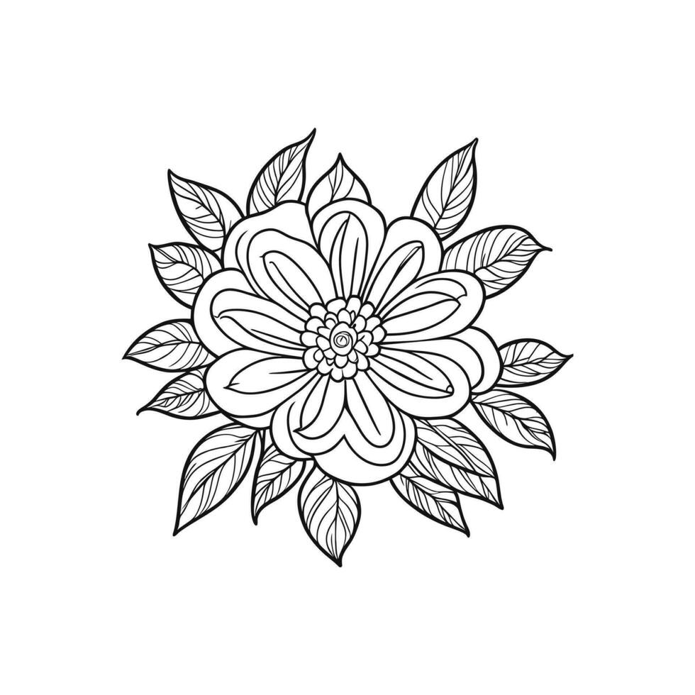 vetor lindo mão desenhado solteiro Preto e branco flor esboço isolado em branco fundo vetor arte