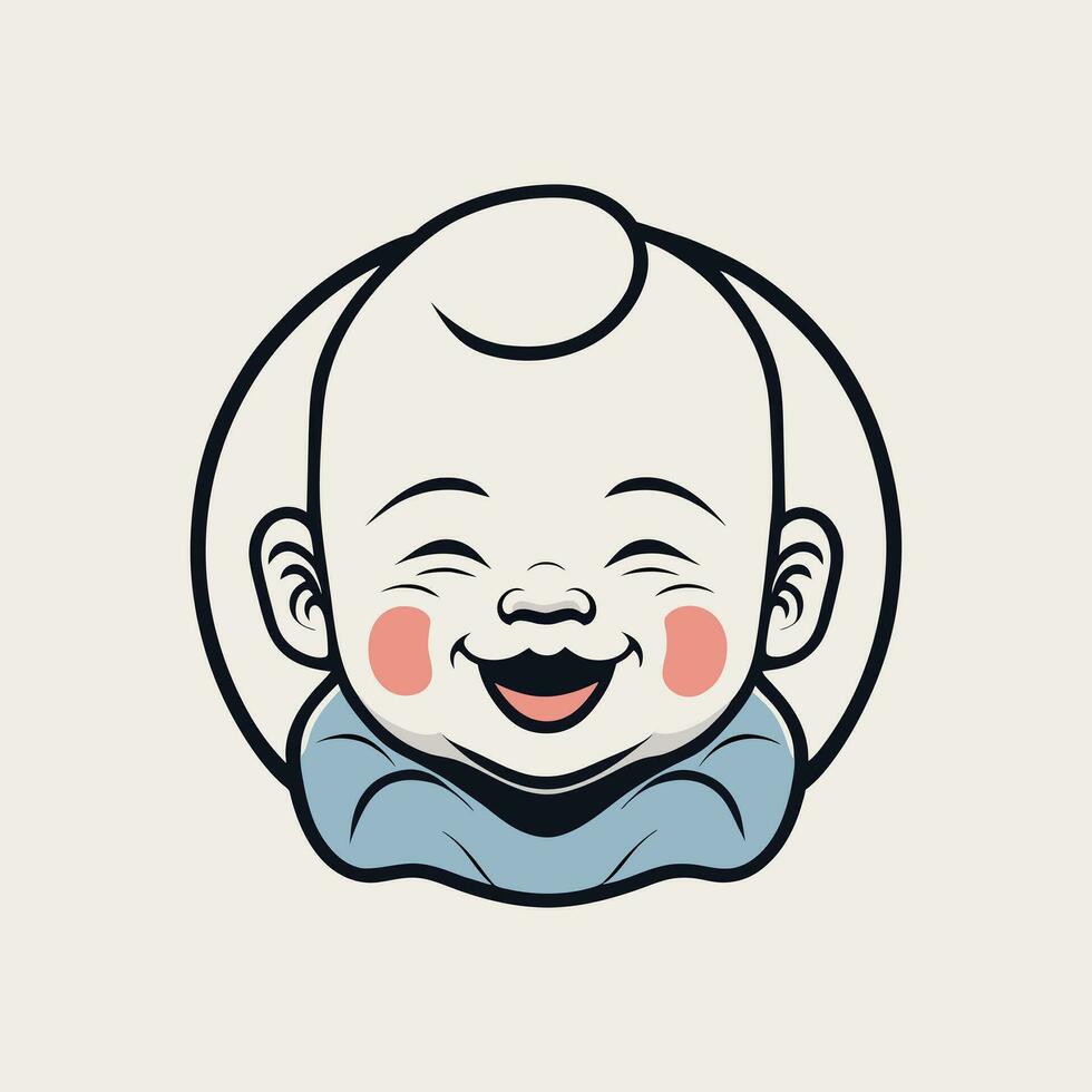 vetor retrato do uma feliz bebê dentro mão desenhado rabisco estilo vetor ilustração