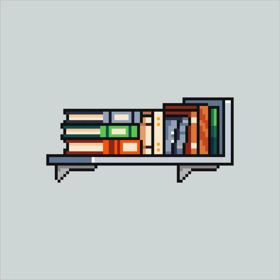 pixel arte ilustração estante. pixelizada estante. parede estante de livros pixelizada para a pixel arte jogos e ícone para local na rede Internet e vídeo jogo. velho escola retrô. vetor