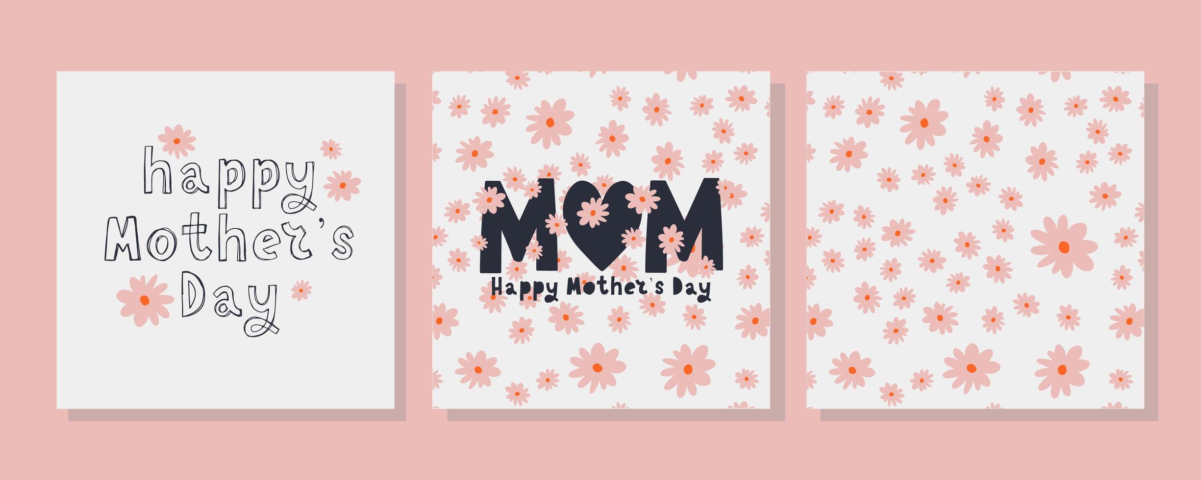 definir cartas para o feliz dia das mães. caligrafia e letras. ilustração vetorial no padrão de flores de fundo branco vetor