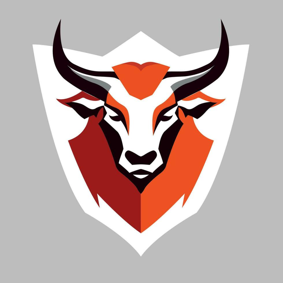 touro cabeça colorida vetor logotipo manualmente criada