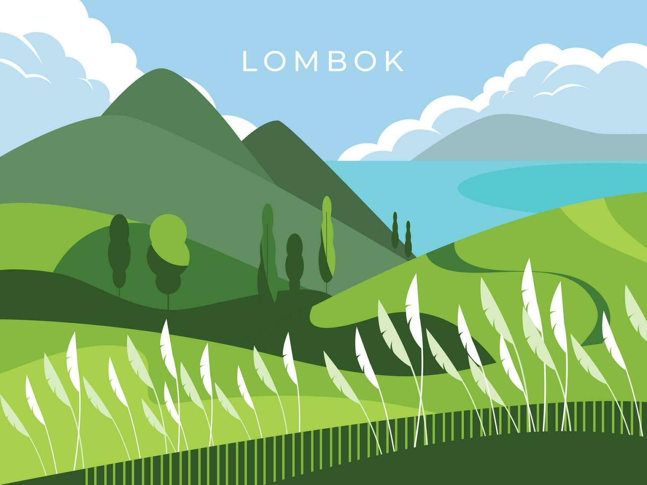 lombok savana panorama vetor