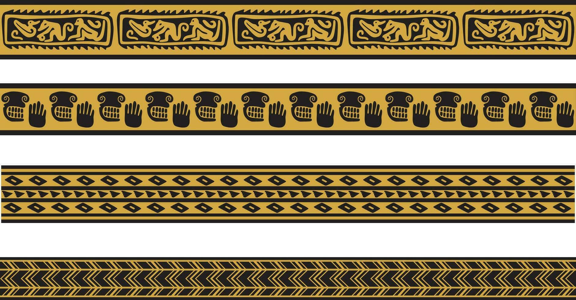 vetor conjunto do ouro e Preto nativo americano ornamental desatado fronteiras. estrutura do a povos do América, astecas, maia, incas.