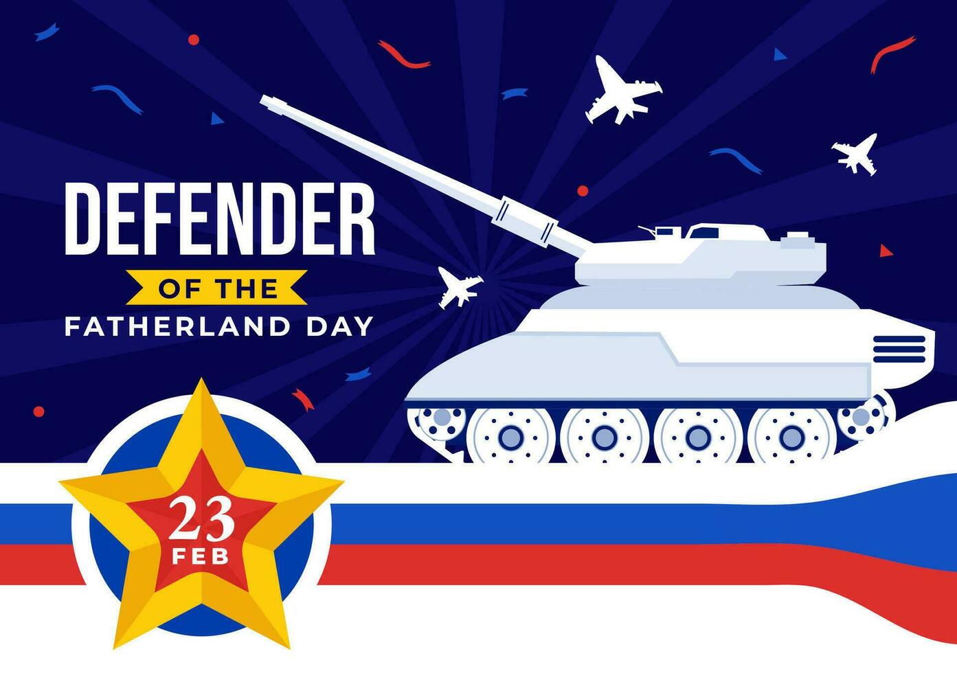 defensor do a pátria dia vetor ilustração em 23 fevereiro com russo bandeira e Estrela dentro nacional feriado do Rússia plano desenho animado fundo