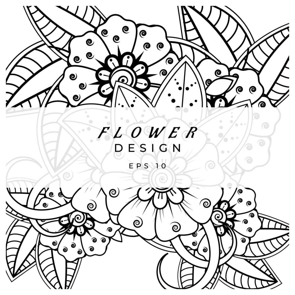 mehndi flor ornamento decorativo em estilo oriental étnico, ornamento de doodle, desenho de mão de contorno. página do livro para colorir. vetor