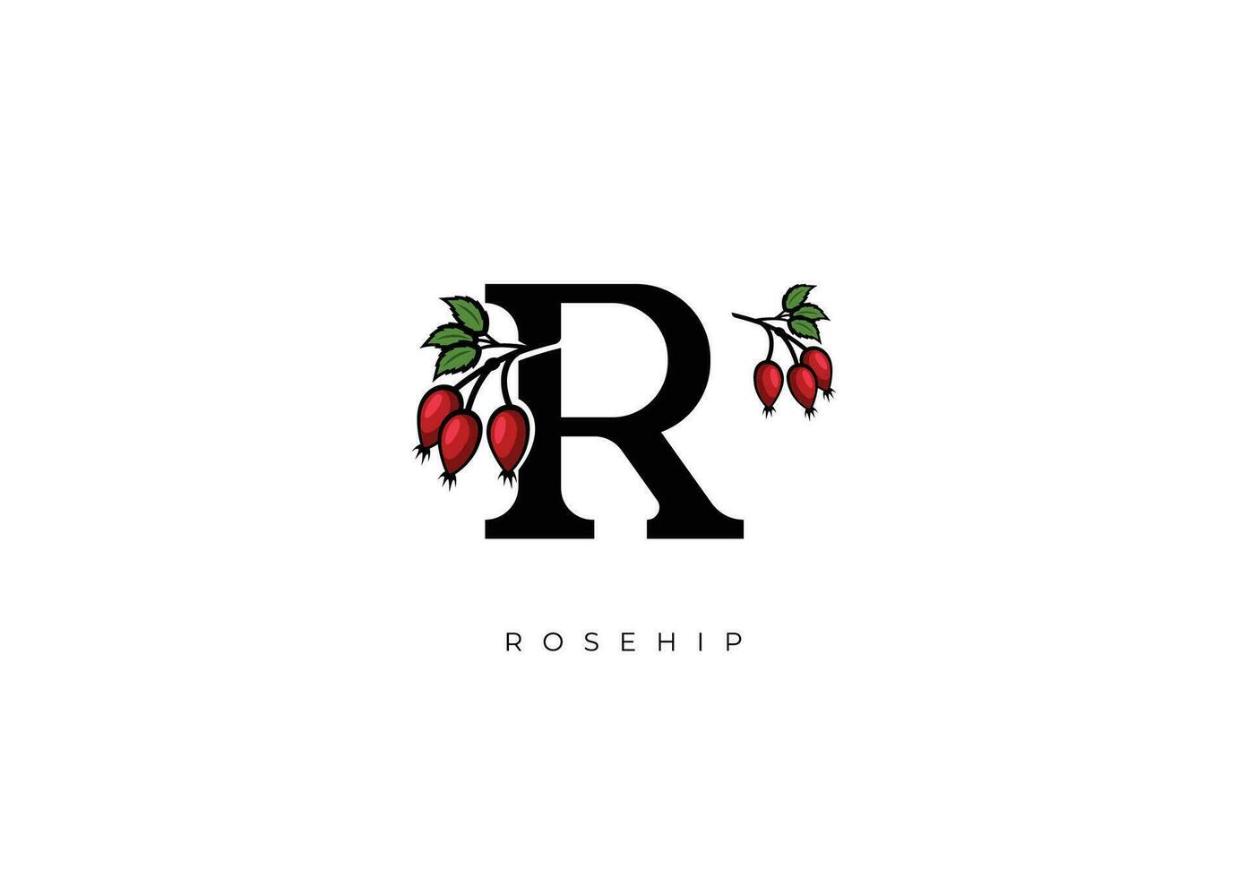 vermelho Rosa Mosqueta fruta vetor, ótimo combinação do Rosa Mosqueta fruta símbolo com carta r vetor