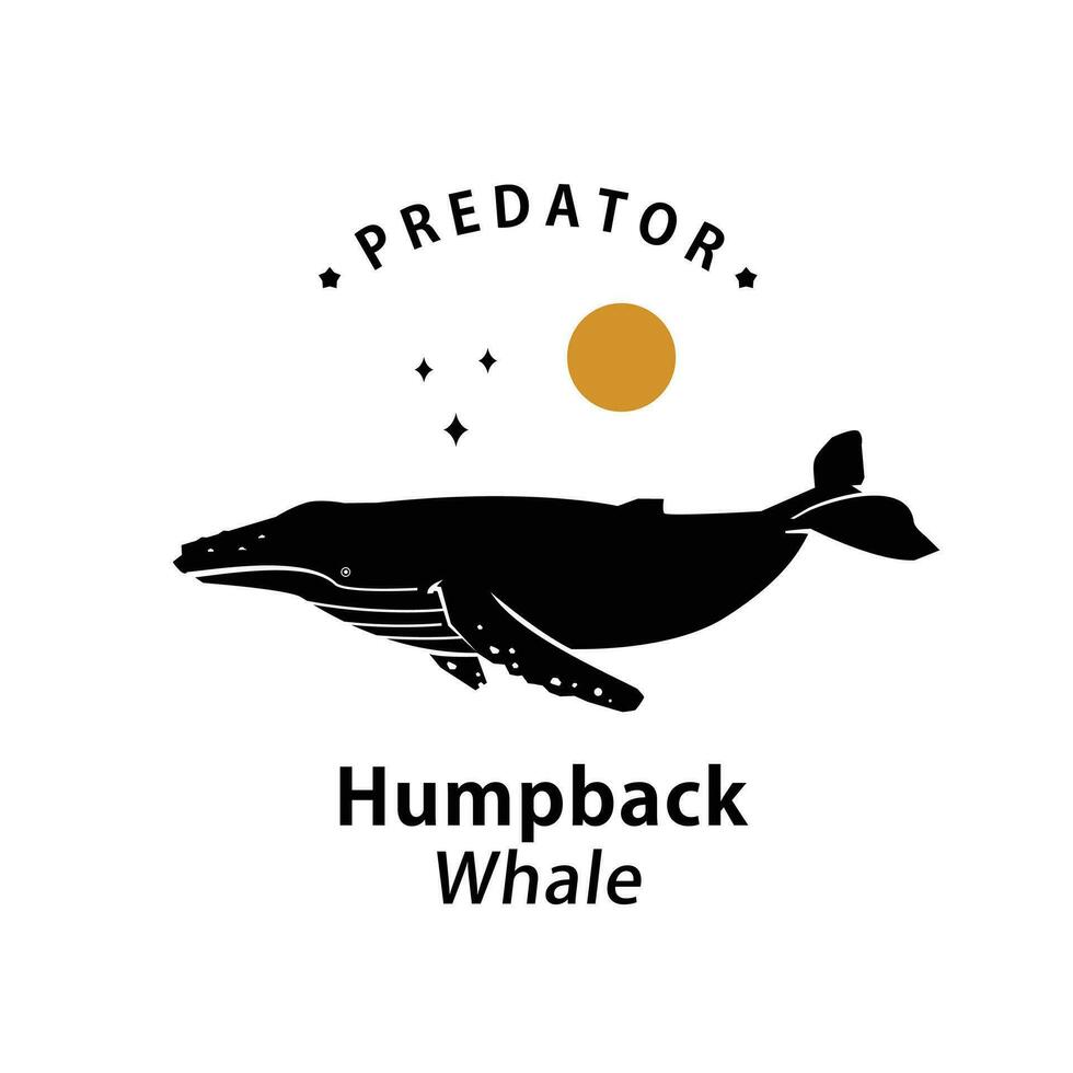 vintage retro hipster corcunda baleia logotipo vetor esboço silhueta arte ícone